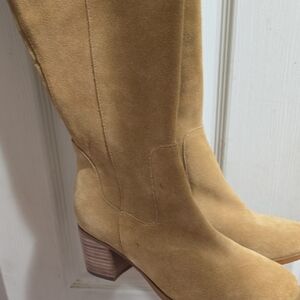 Marc Fisher Wide Calf Camel Suede Heeled BootsNWT